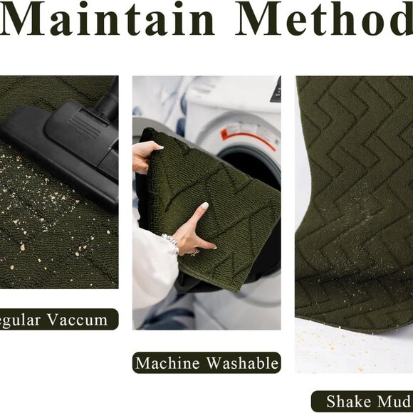 Hallway Runner Area Rug 24"x79" Non-Slip Rubberized Backing Olive Green - Picture 5 of 5